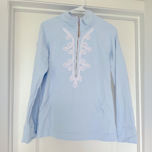 EUC Lilly Pulitzer Skipper Popover Light Pale Blue M Medium - Picture 1 of 2